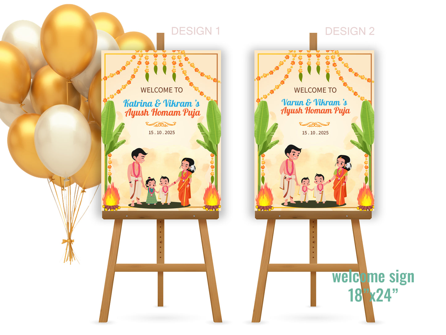 Cute Milestone invite, Ayush Homam puja function Ceremony, Customize Template #hfiv230606