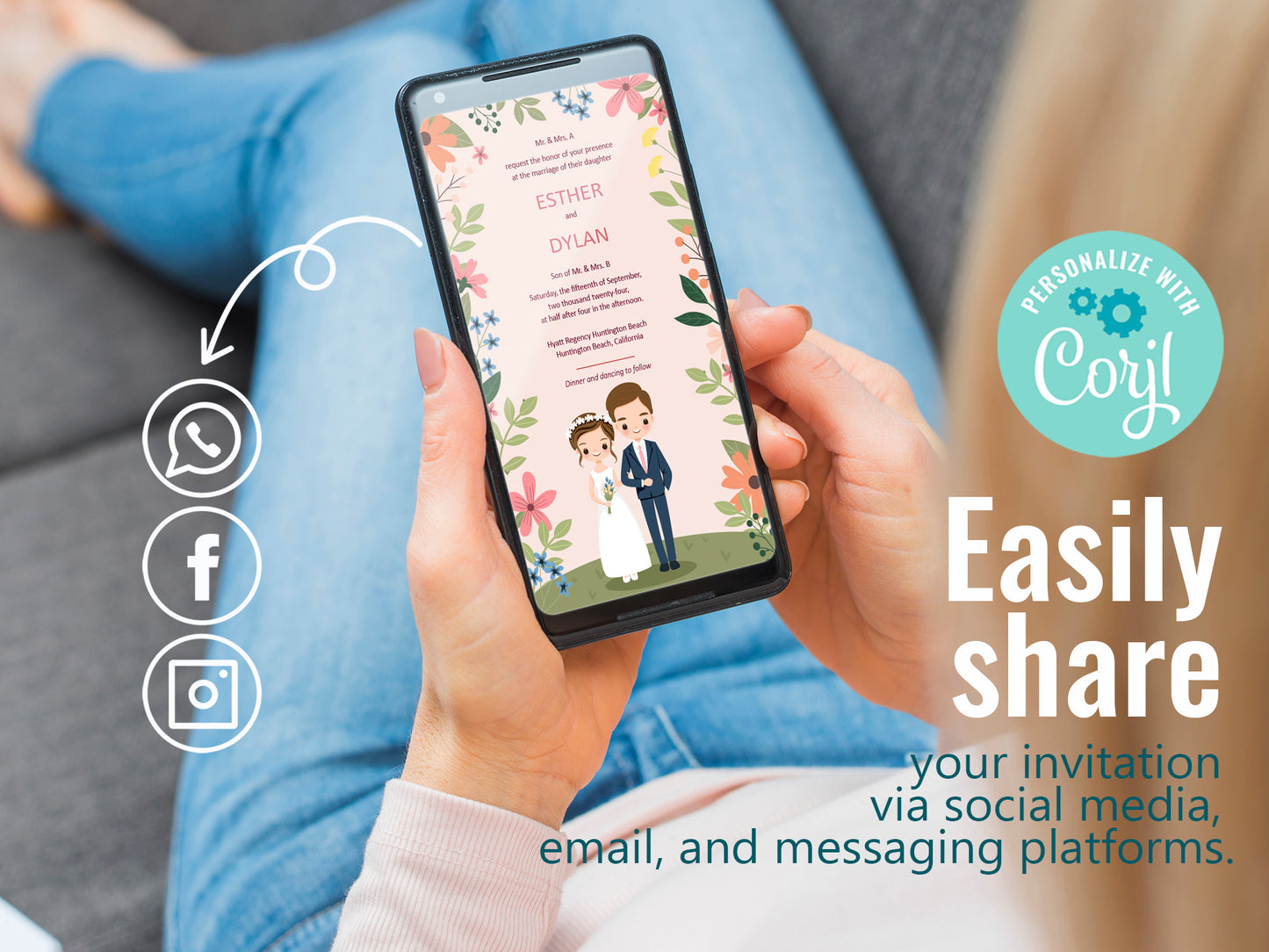 Cute Wedding Invitation, E-invitation, Digital Template #ctwd220904