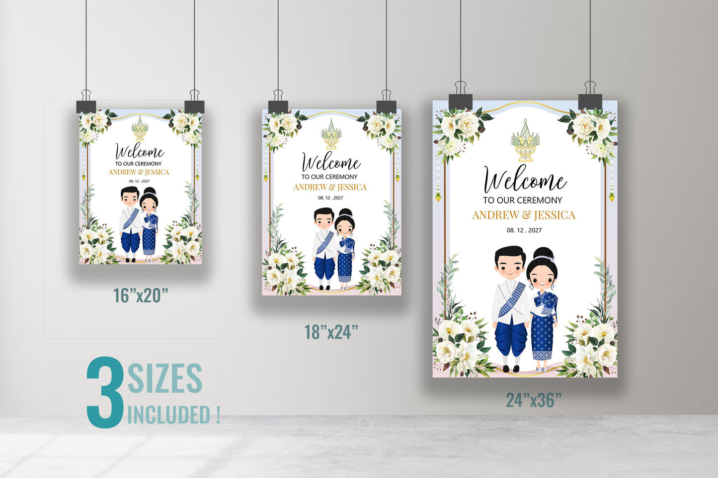 Cute  Asian Wedding, Lao/Khmer/Thai Welcome sign, Reception sign #wcsl240104