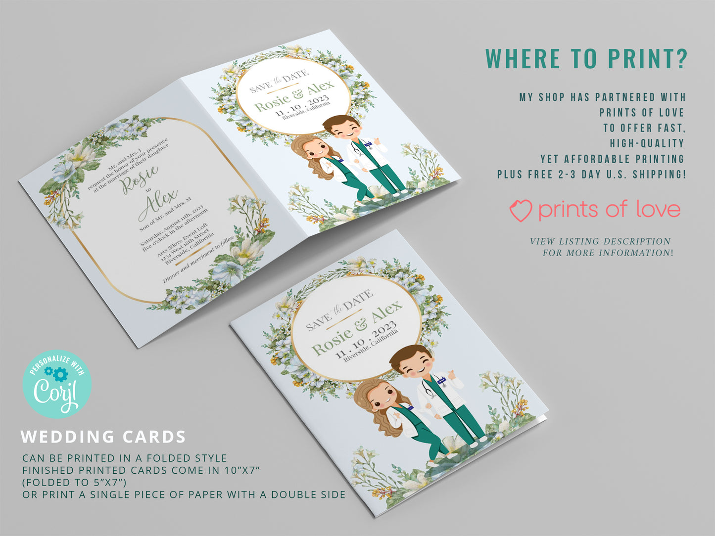 Cute Uniform Wedding, Doctor couple wedding, Invitation Template #UWIV230102