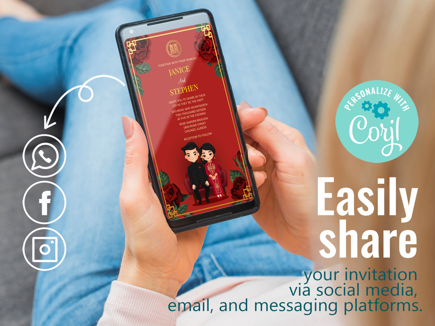 Cute Chinese Wedding, Tea Ceremony, invitation Template #cnwc210601
