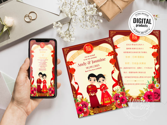 Chinese Tea Ceremony -Digital Template (Editable PDF) #cvwl230306