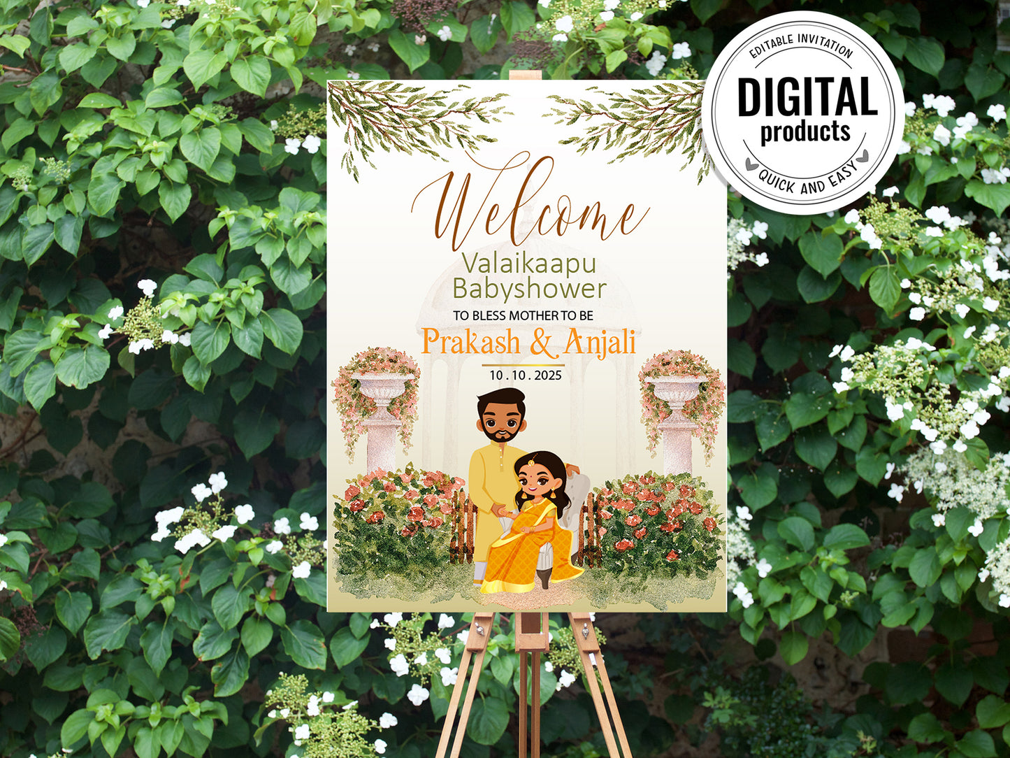 Cute Baby Shower sign, Valaikaapu, Seemantham, Customize Template #wcsl230601