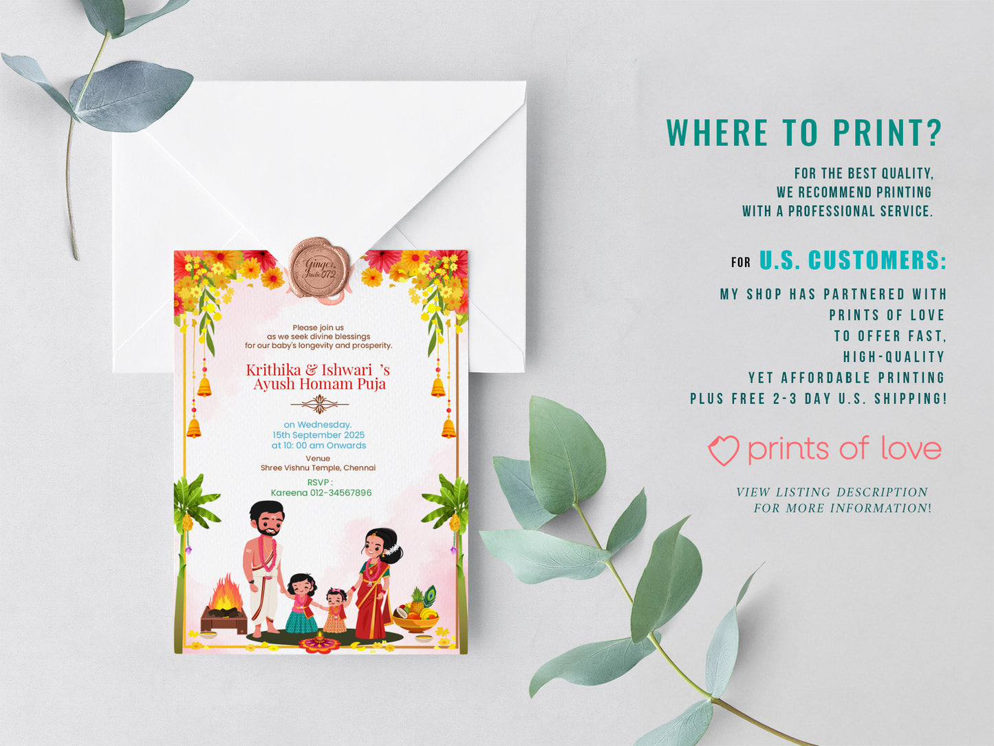 Cute Milestone invite, Ayush Homam puja function, Customize Template #hfiv2301202