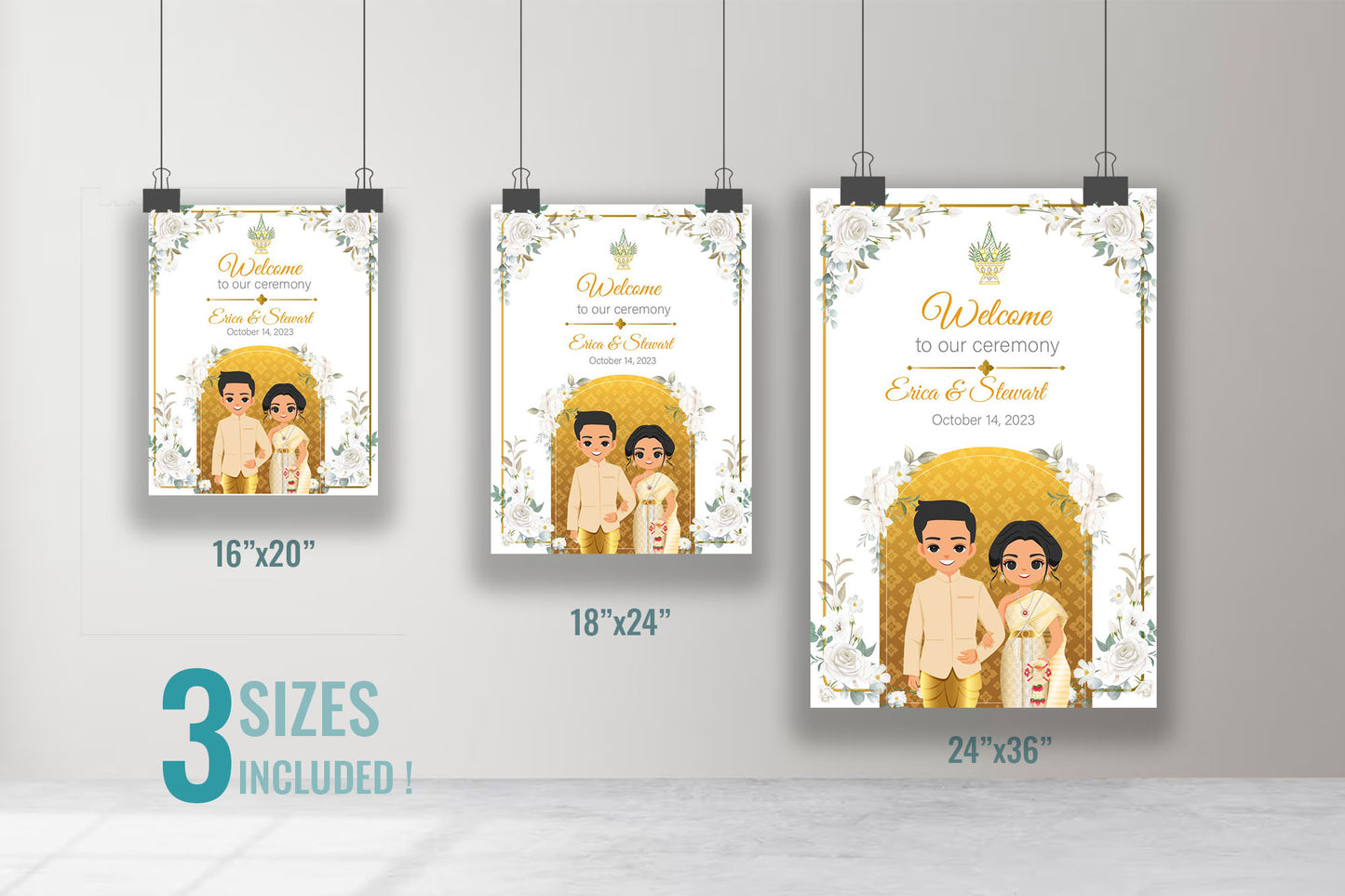 Cute  Asian Wedding sign: Lao/Khmer/Thai Welcome sign, Reception sign #wcsl240101