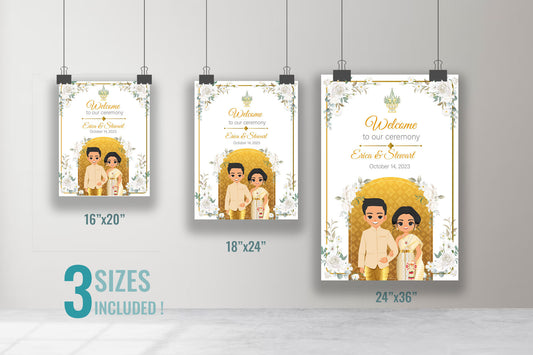 Cute  Asian Wedding sign: Lao/Khmer/Thai Welcome sign, Reception sign #wcsl240101