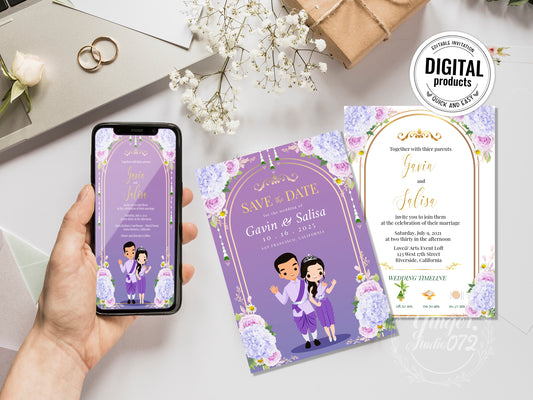 Cute Asian, Khmer, Lao, Thai Wedding invitation, E-Invite template  #sewc221201