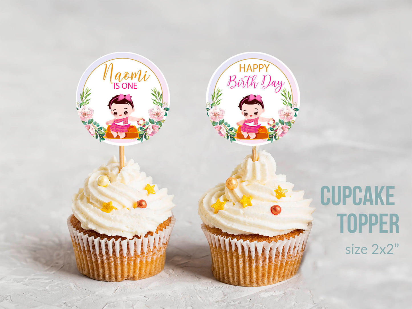 Cute 1st Birthday Invitation, Southeast Asian Theme, Customize Template #fbiv230501