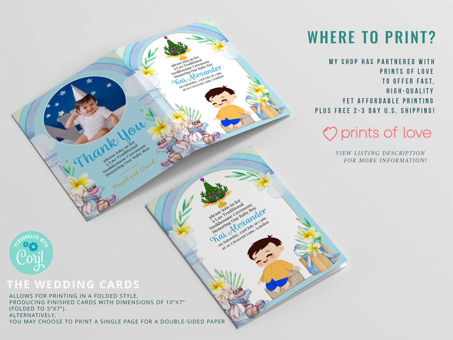 Cute 1st Birthday Invitation, Southeast Asian Theme, Customize Template #fbiv230503