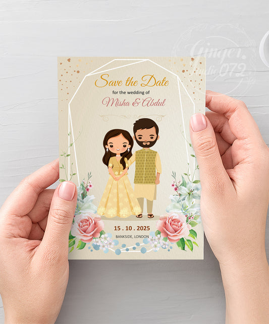 Cute Indian/Hindu wedding invite, Haldi/Mehndi/Sangeet, Customize template #idwc201003
