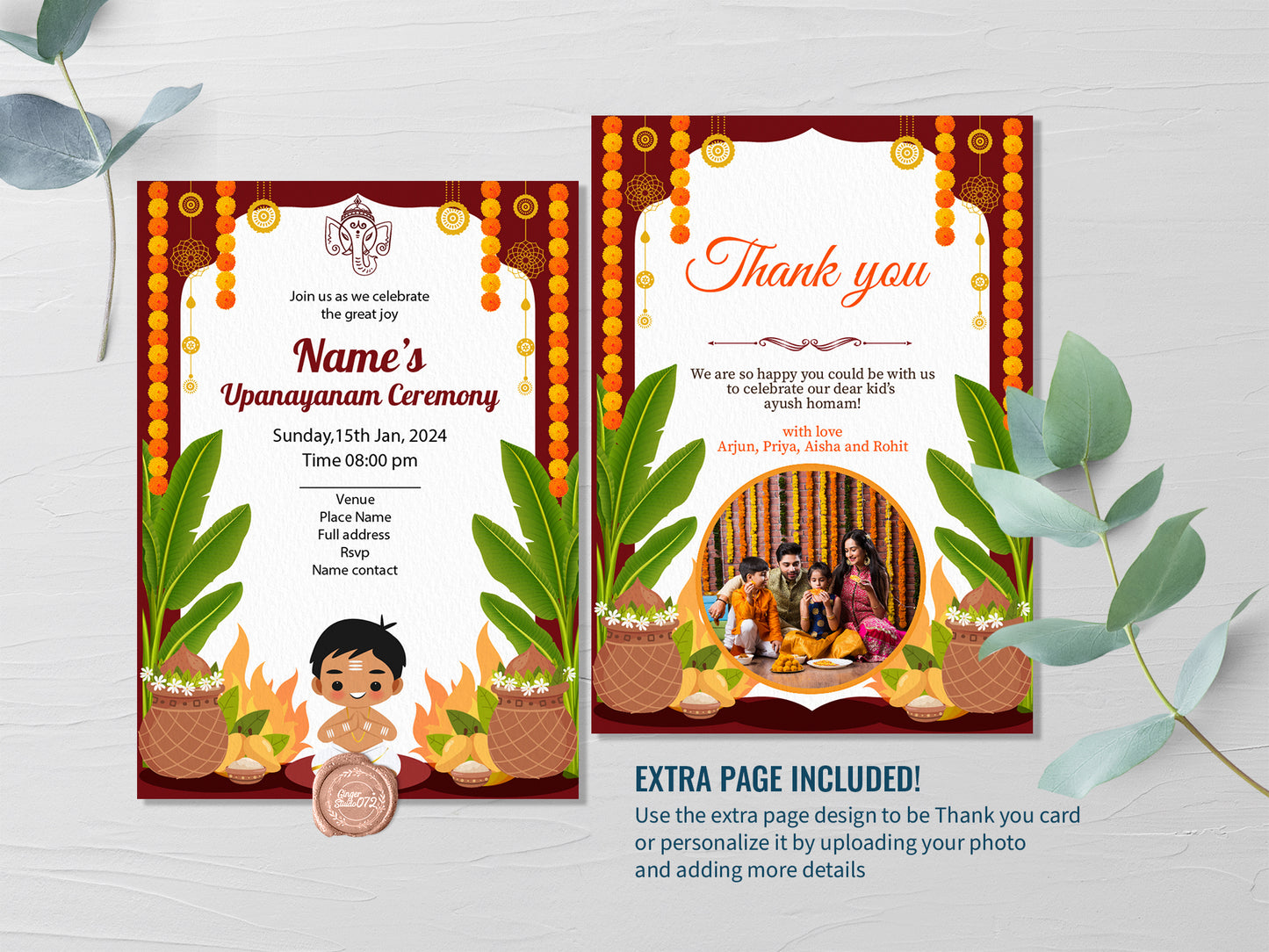 Cute Milestone invite, Upanayanam Ceremony, Customize Template #UNIV220901