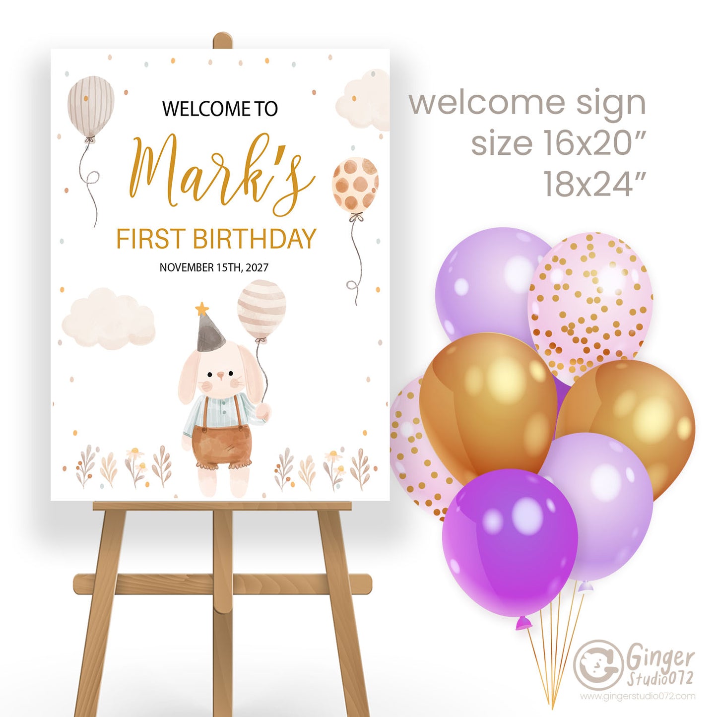 1st Birthday Celebration Kit : Personalized 1st Birthday Party template #bdtp240601