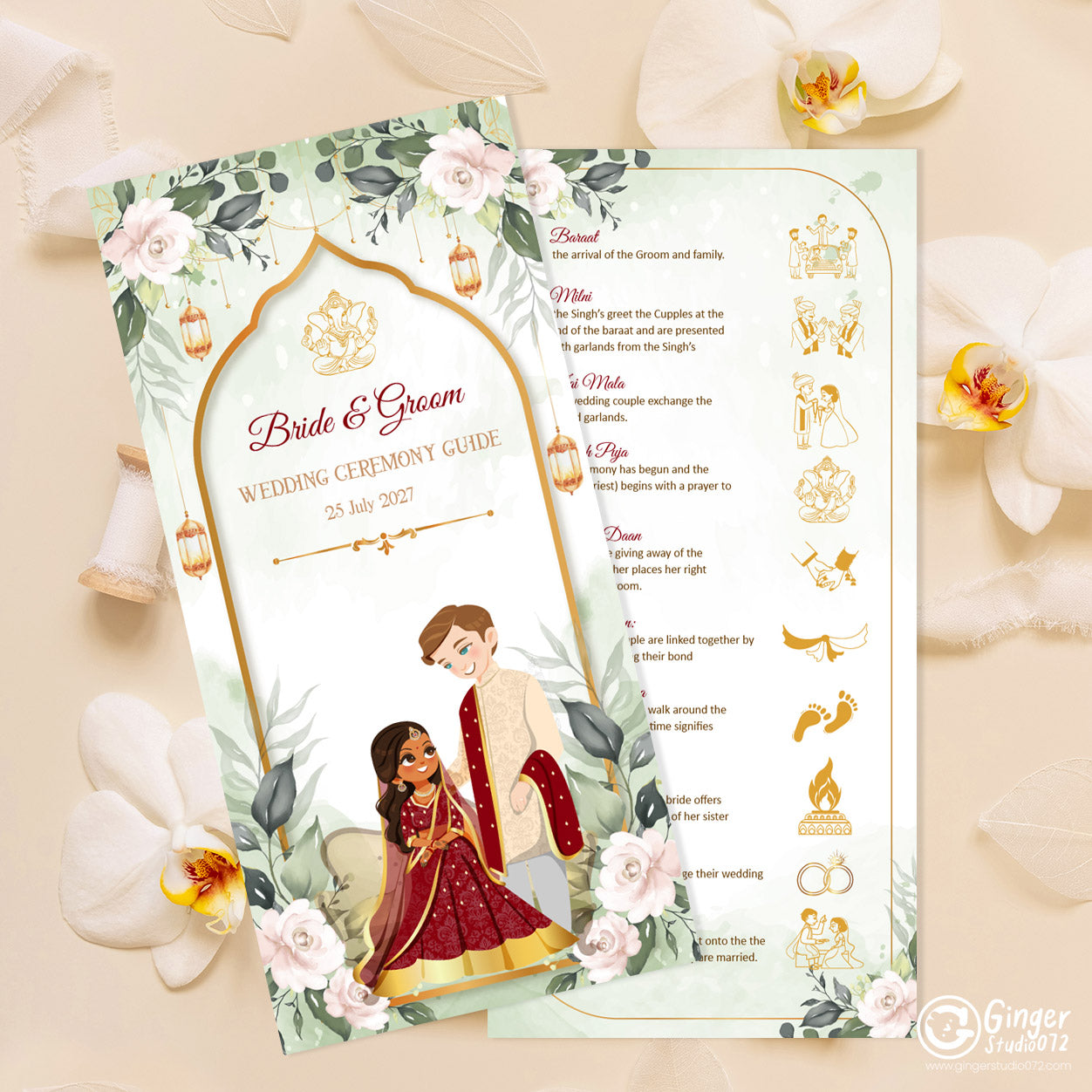 Wedding Program template | Hindu Ceremony Program & Indian Wedding program guide #wptp240607