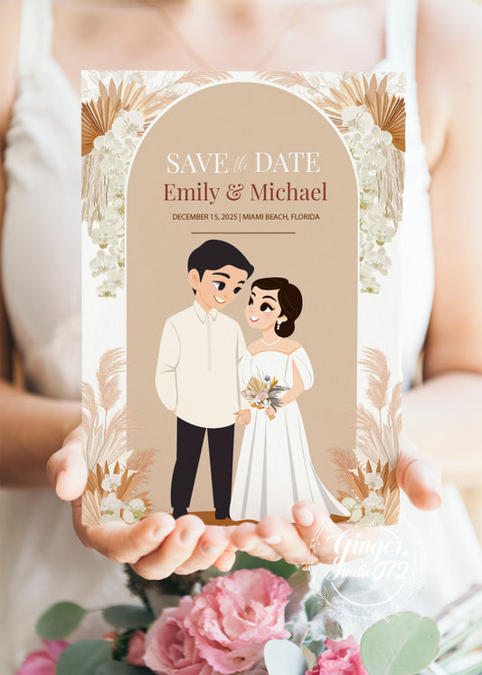 Cute Filipino wedding invitation, Customize Template  #FNWD230901011