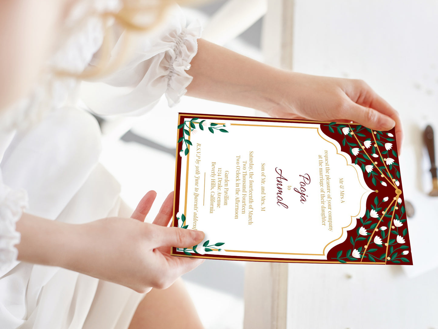 Cute Indian/Hindu wedding invite, Haldi/Mehndi/Sangeet, Customize template #idwc200706