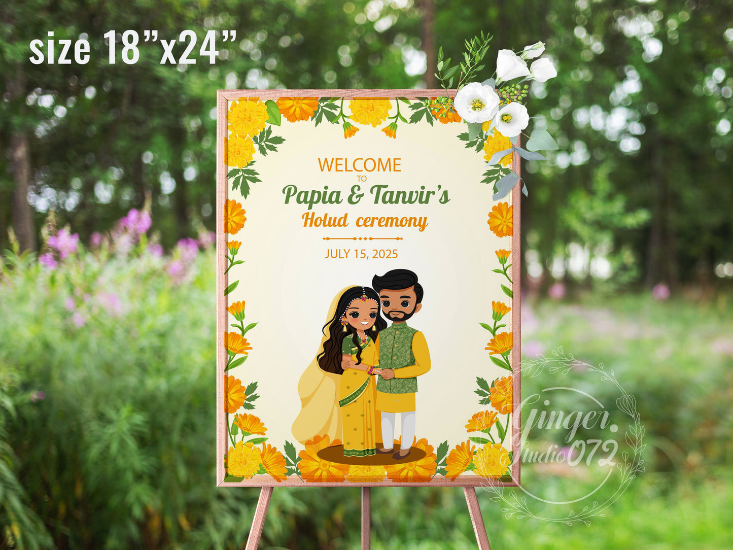 Cute Indian sign: Haldi/Mehndi/Sangeet, reception template #wcsl220806