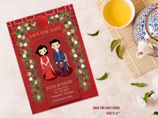 Cute Chinese Wedding, Tea Ceremony, invitation Template #cnwc0091