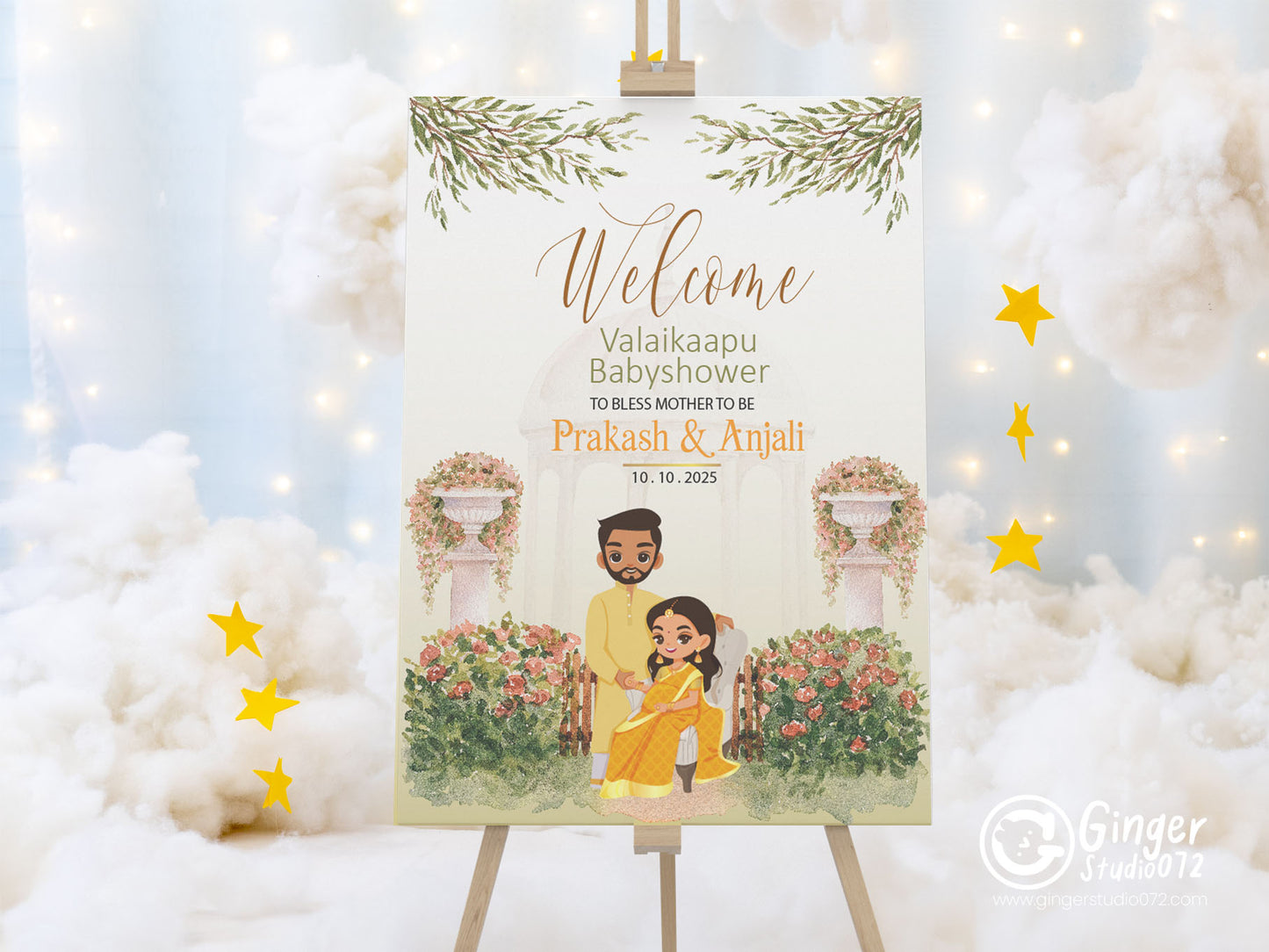 Cute Baby Shower sign, Valaikaapu, Seemantham, Customize Template #wcsl230601