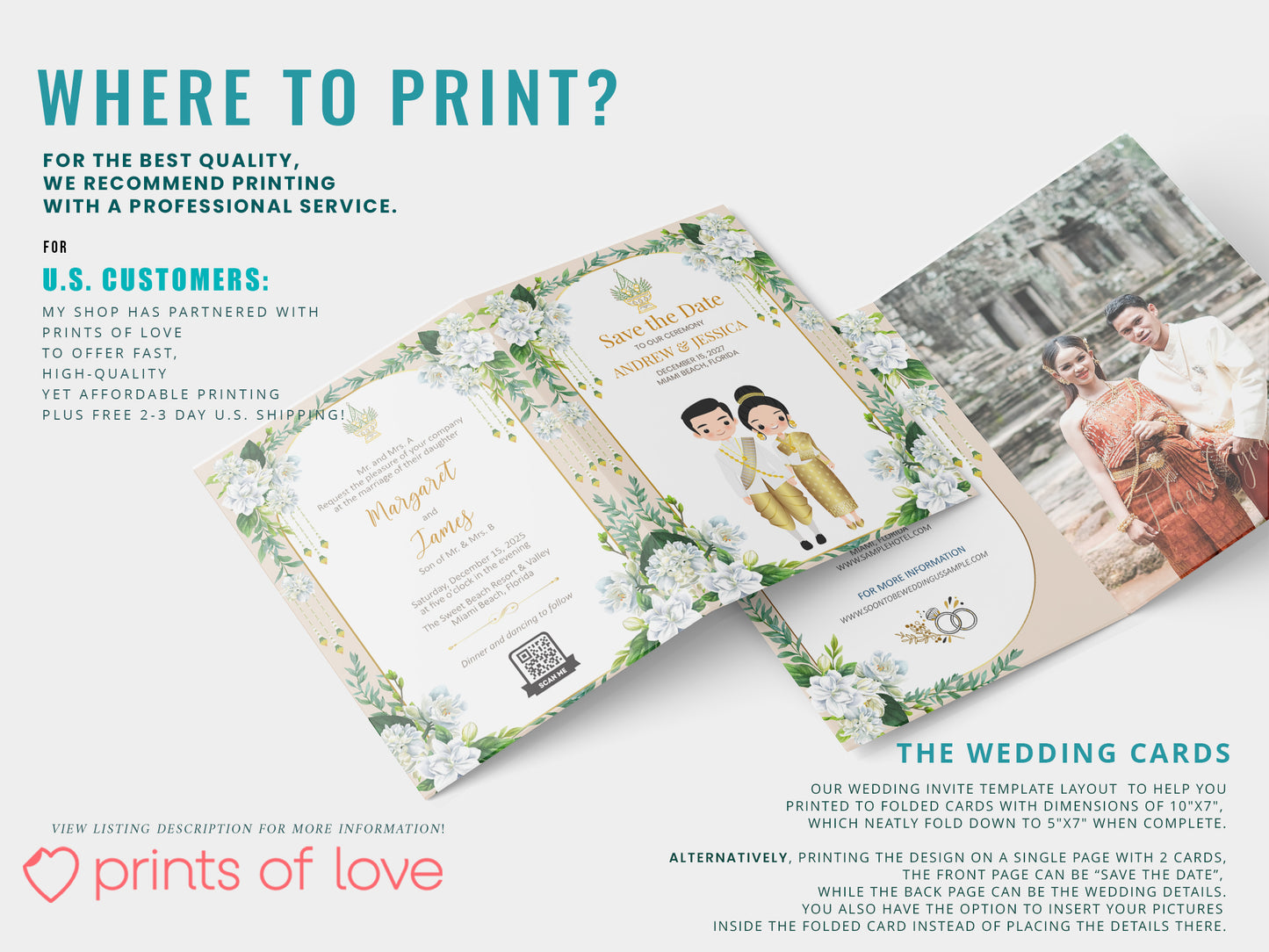 Cute Asian, Khmer, Lao, Thai Wedding invitation, E-Invite template #sewc240502