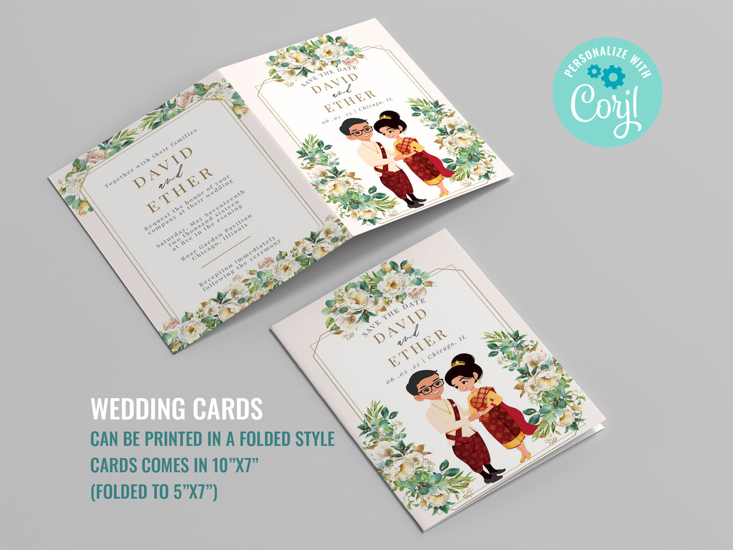 Cute Asian, Khmer, Lao, Thai Wedding invitation, E-Invite template #sewc221102