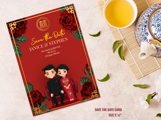 Cute Chinese Wedding, Tea Ceremony, invitation Template #cnwc210601