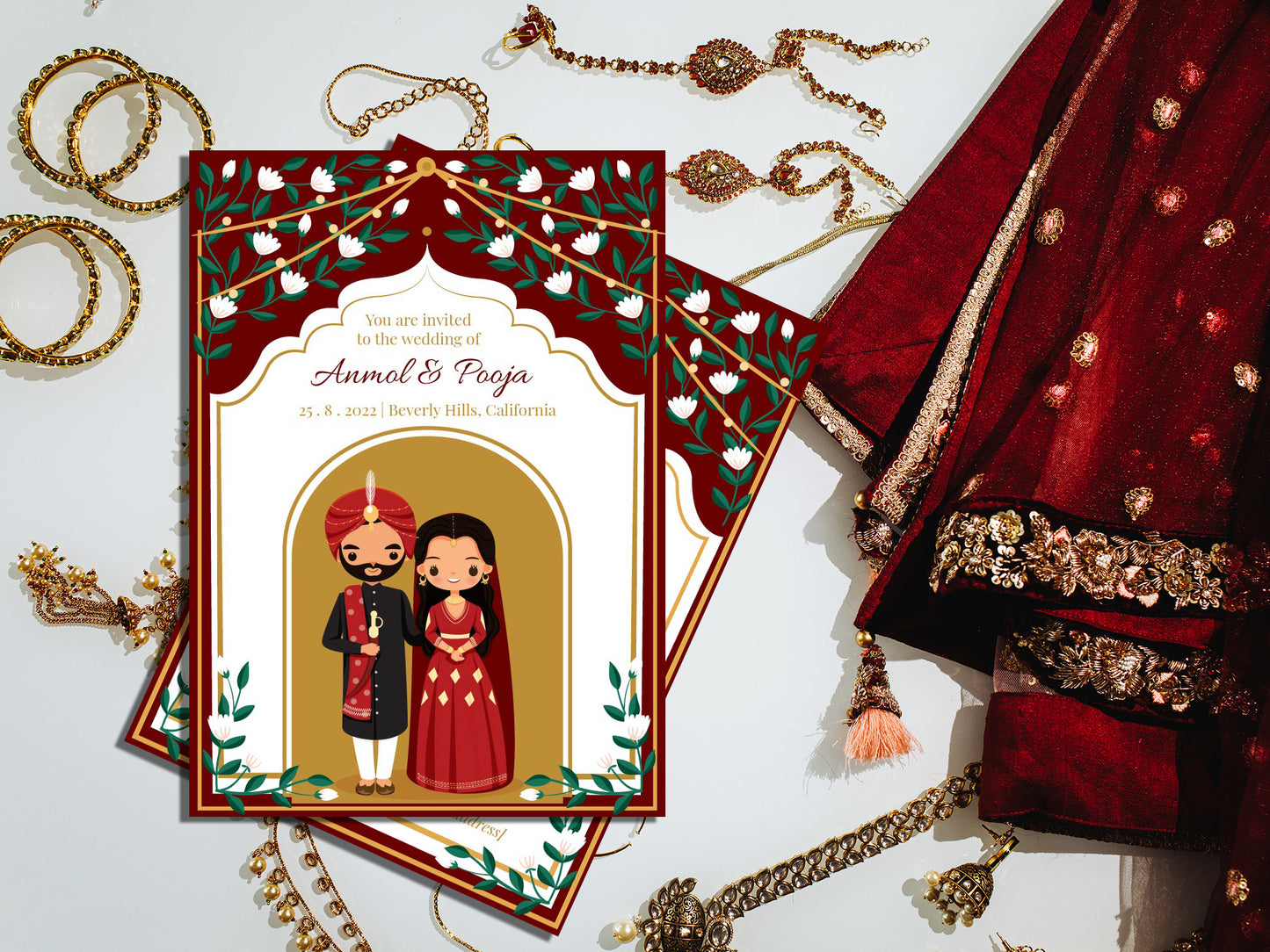 Cute Indian/Hindu wedding invite, Haldi/Mehndi/Sangeet, Customize template #idwc200706