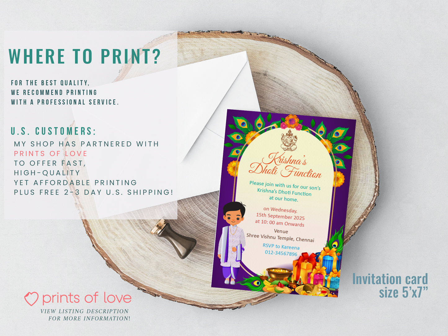 Cute Milestone invite, Dhoti function Ceremony, Customize Template #bsiv230302