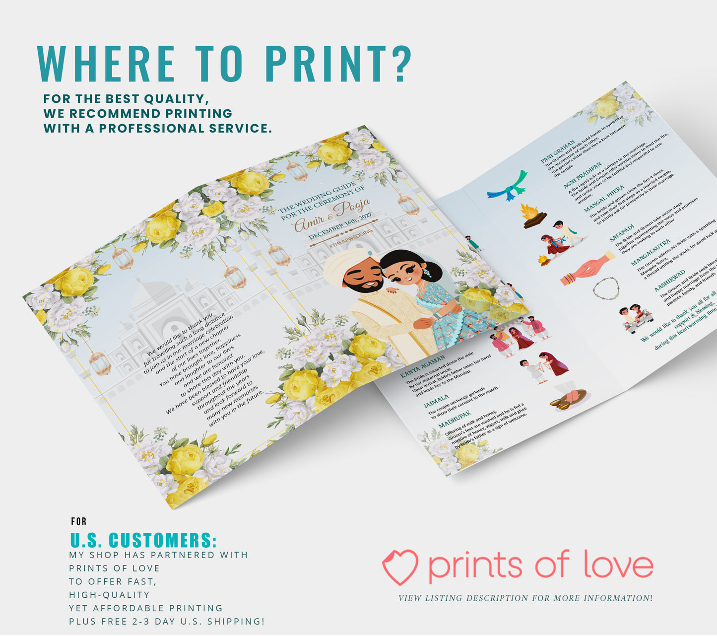 Wedding Program template | Hindu Ceremony Program & Indian Wedding program guide #wptp240602