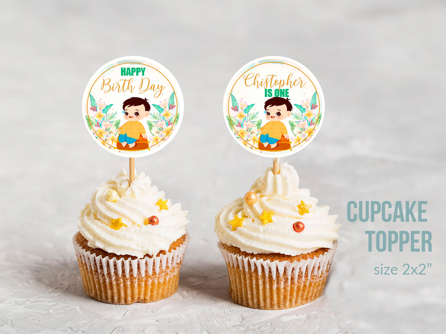 Cute 1st Birthday Invitation, Southeast Asian Theme, Customize Template #fbiv230505