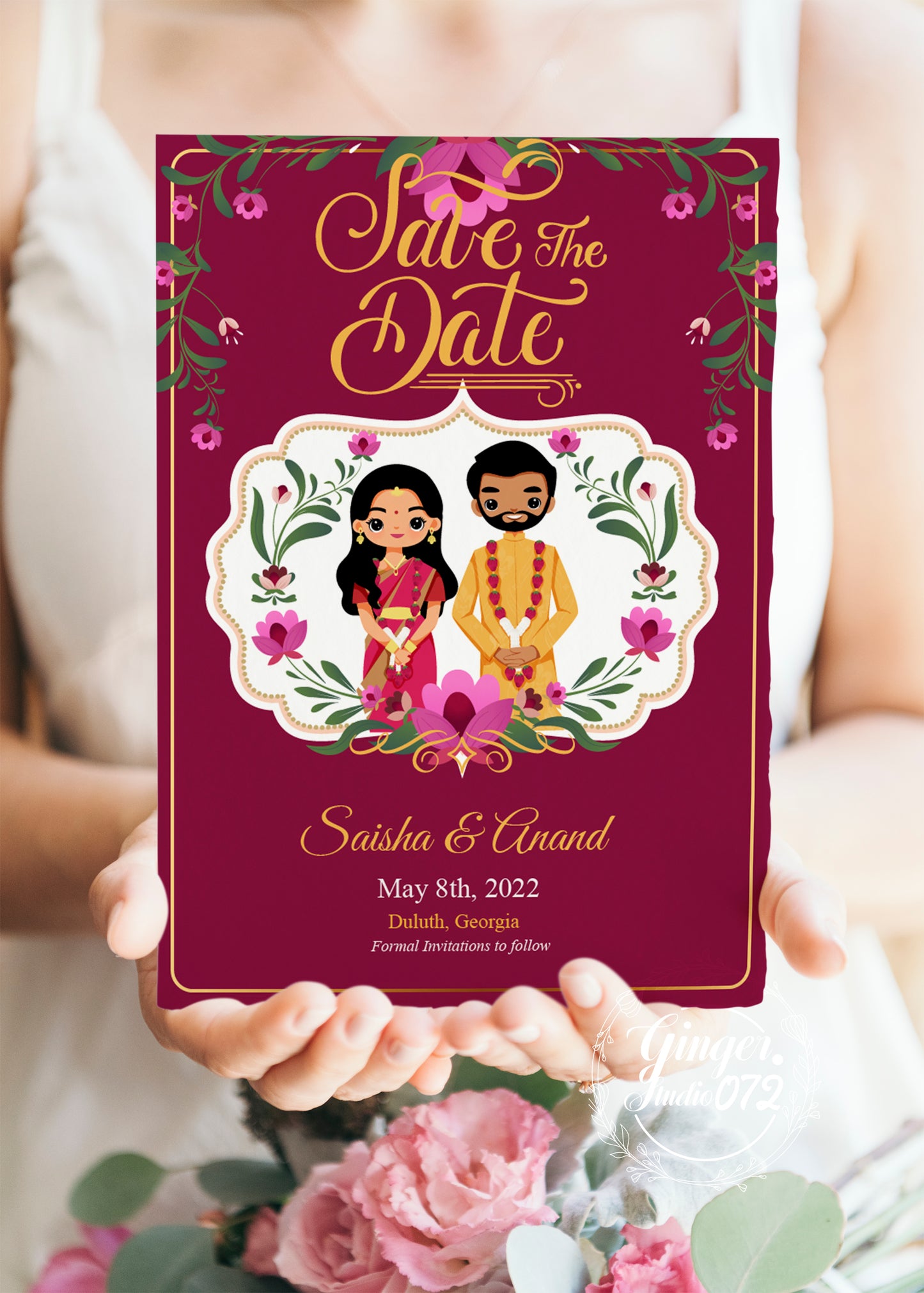 Cute Indian/Hindu wedding invite, Haldi/Mehndi/Sangeet, Customize template #idwc201101