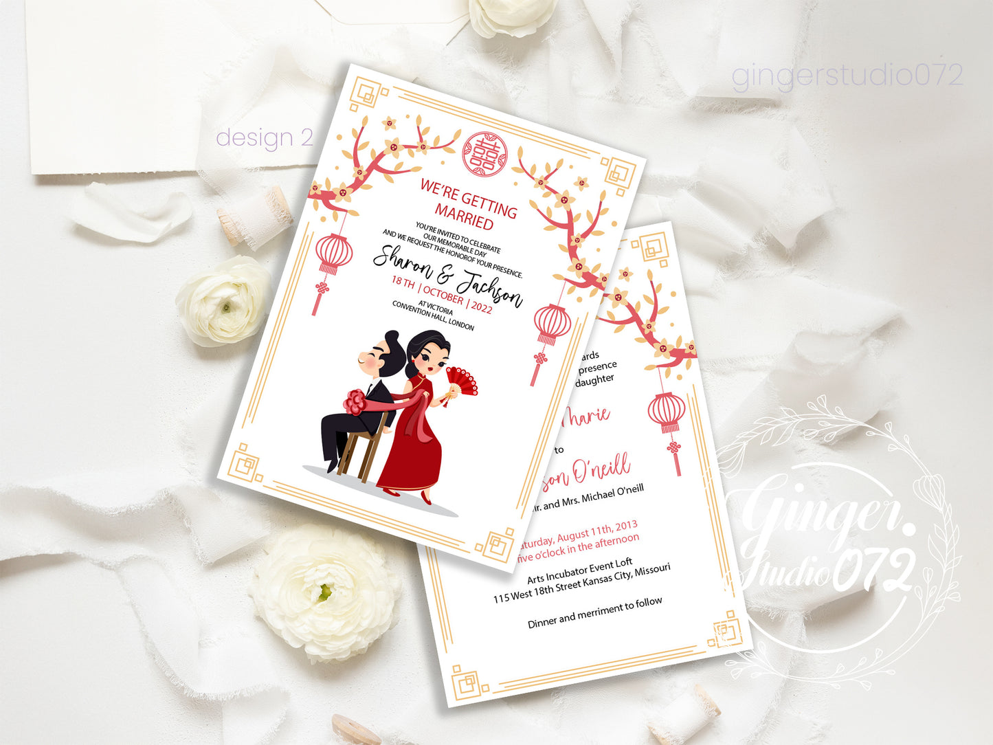 Cute Chinese Wedding, Tea Ceremony, invitation Template #cnwc210501