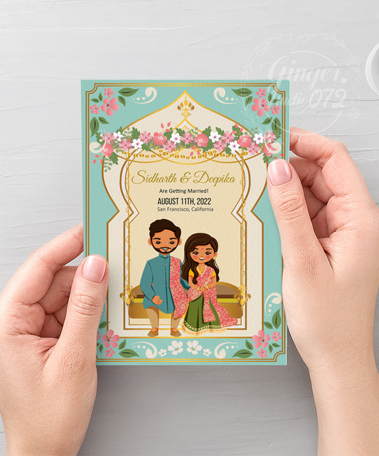Cute Indian/Hindu wedding invite, Haldi/Mehndi/Sangeet, Customize template #idwc20501
