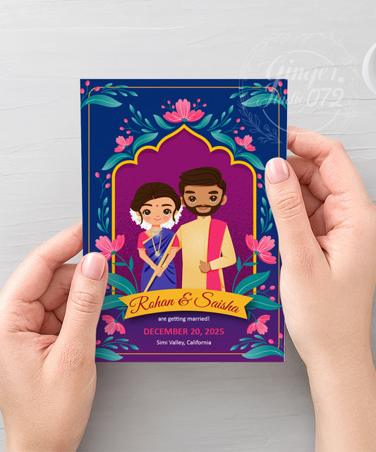 Cute Indian/Hindu wedding invite, Haldi/Mehndi/Sangeet, Customize template #idwc210107