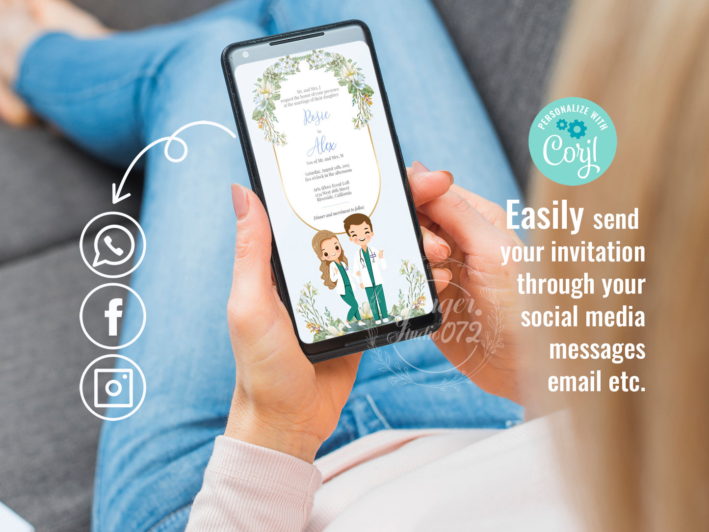 Cute Uniform Wedding, Doctor couple wedding, Invitation Template #UWIV230102