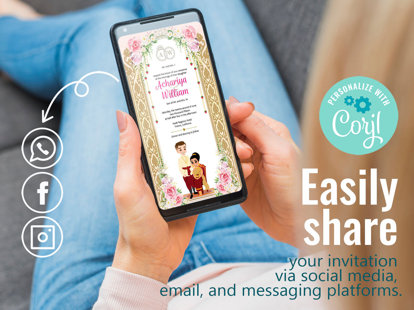 Cute Asian, Khmer, Lao, Thai Wedding invitation, E-Invite template #sewc230108