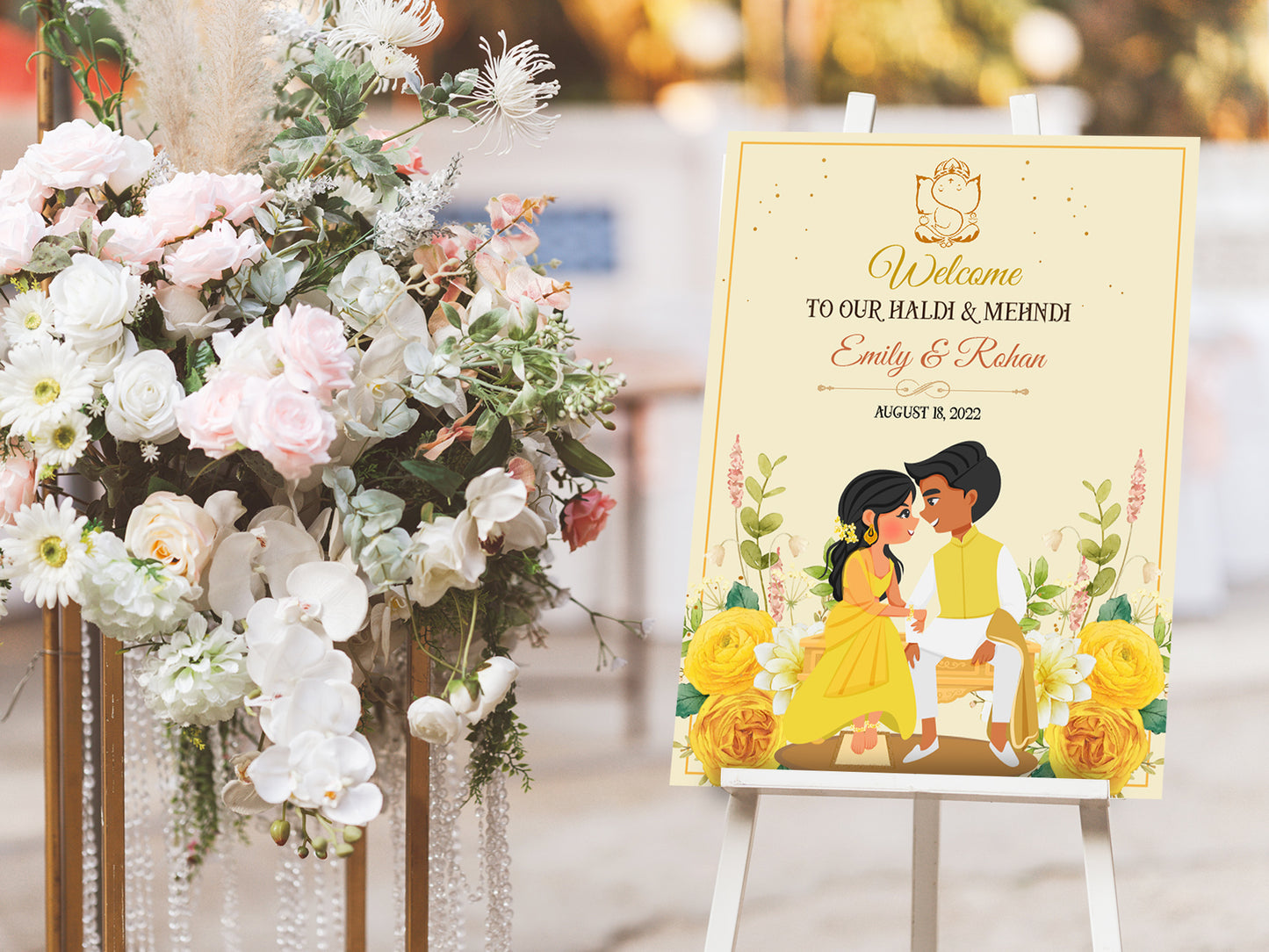 Cute Indian sign: Haldi/Mehndi/Sangeet, reception template #wcsl220402