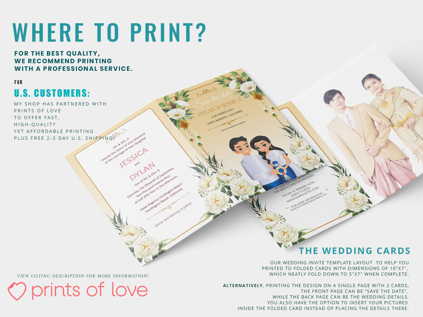 Cute Asian, Khmer, Lao, Thai Wedding invitation, E-Invite template #sewc231002