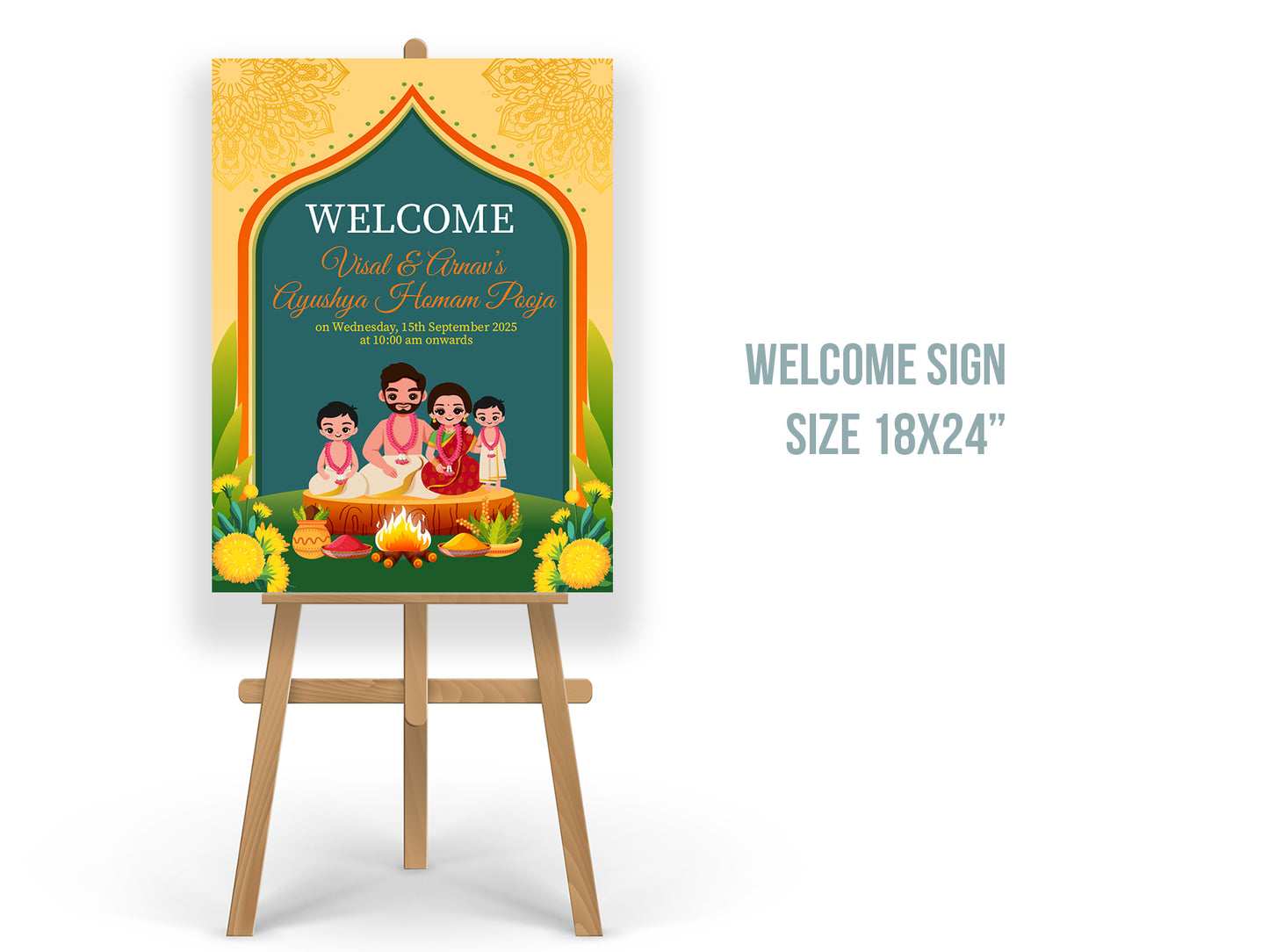 Cute Milestone invite, Ayush Homam Puja Function Ceremony, Customize Template #hfiv230601
