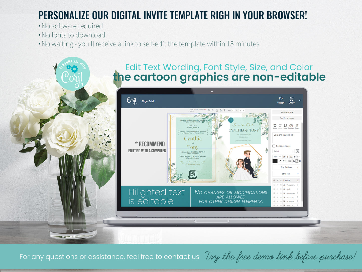 Cute Wedding Invitation, E-Invitation Template #CTWD230101