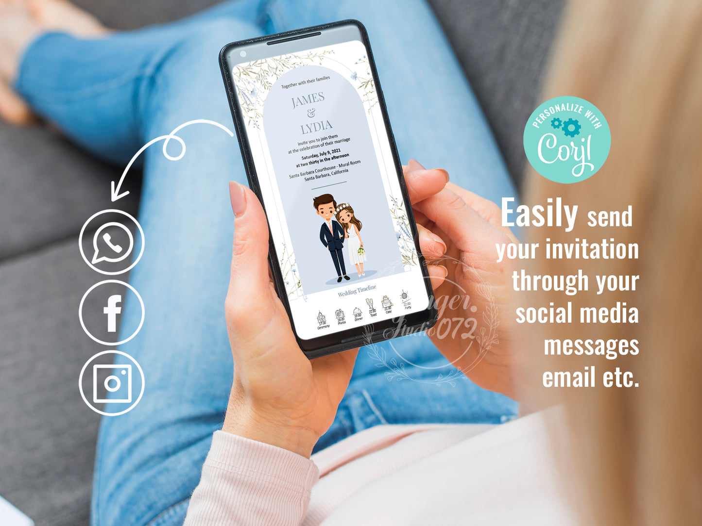 Cute Wedding Invitation, E-Invitation, Digital Template Set #ctwd230102