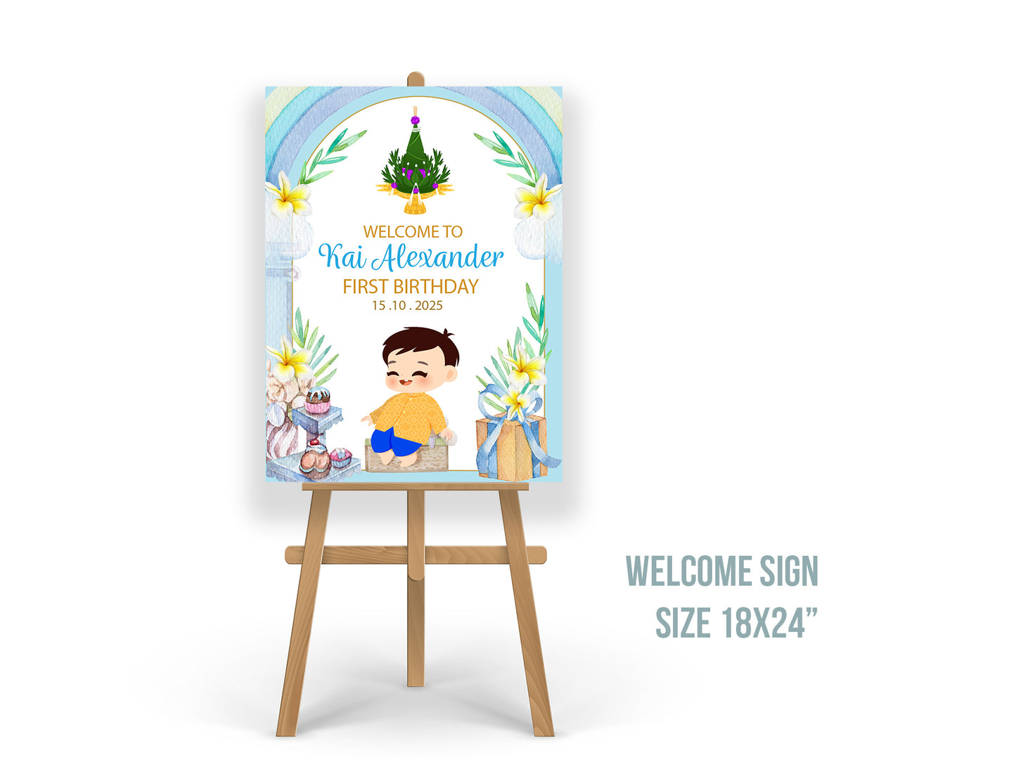 Cute 1st Birthday Invitation, Southeast Asian Theme, Customize Template #fbiv230503