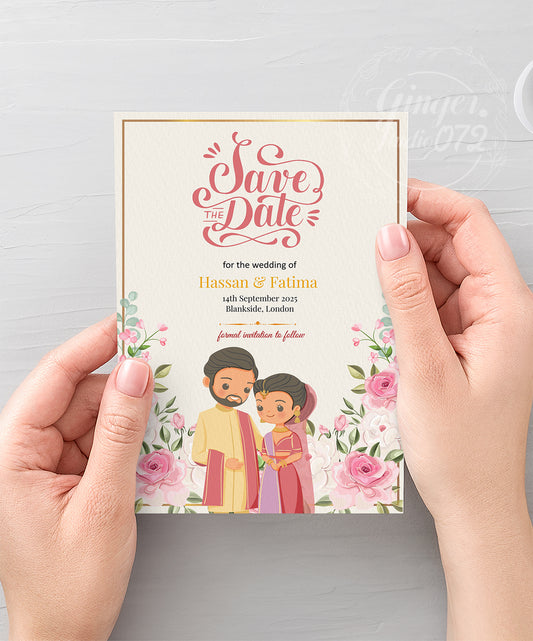 Cute Indian/Hindu wedding invite, Haldi/Mehndi/Sangeet, Customize template #idwc200607