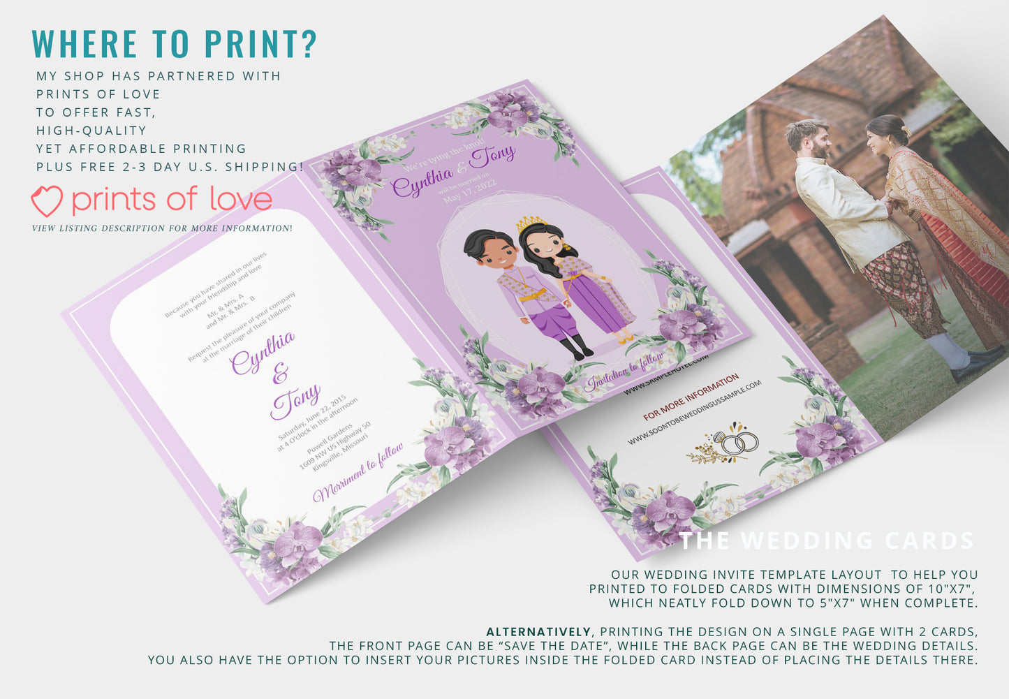 Cute Asian, Khmer, Lao, Thai Wedding invitation, E-Invite template #sewc220403