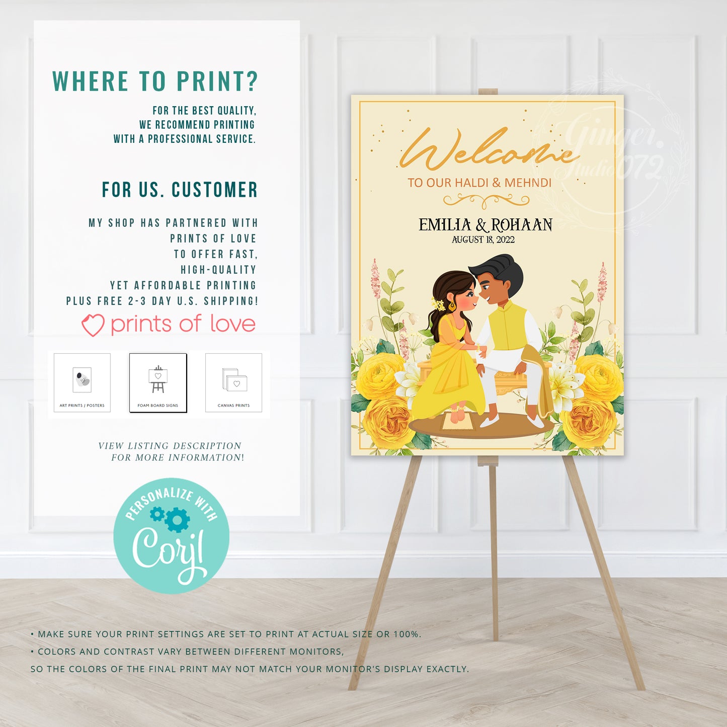 Cute Indian sign: Haldi/Mehndi/Sangeet, reception template #wcsl220402