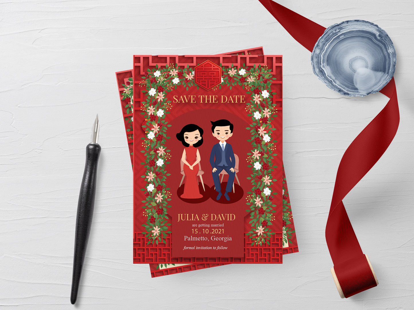 Cute Chinese Wedding, Tea Ceremony, invitation Template #cnwc0091