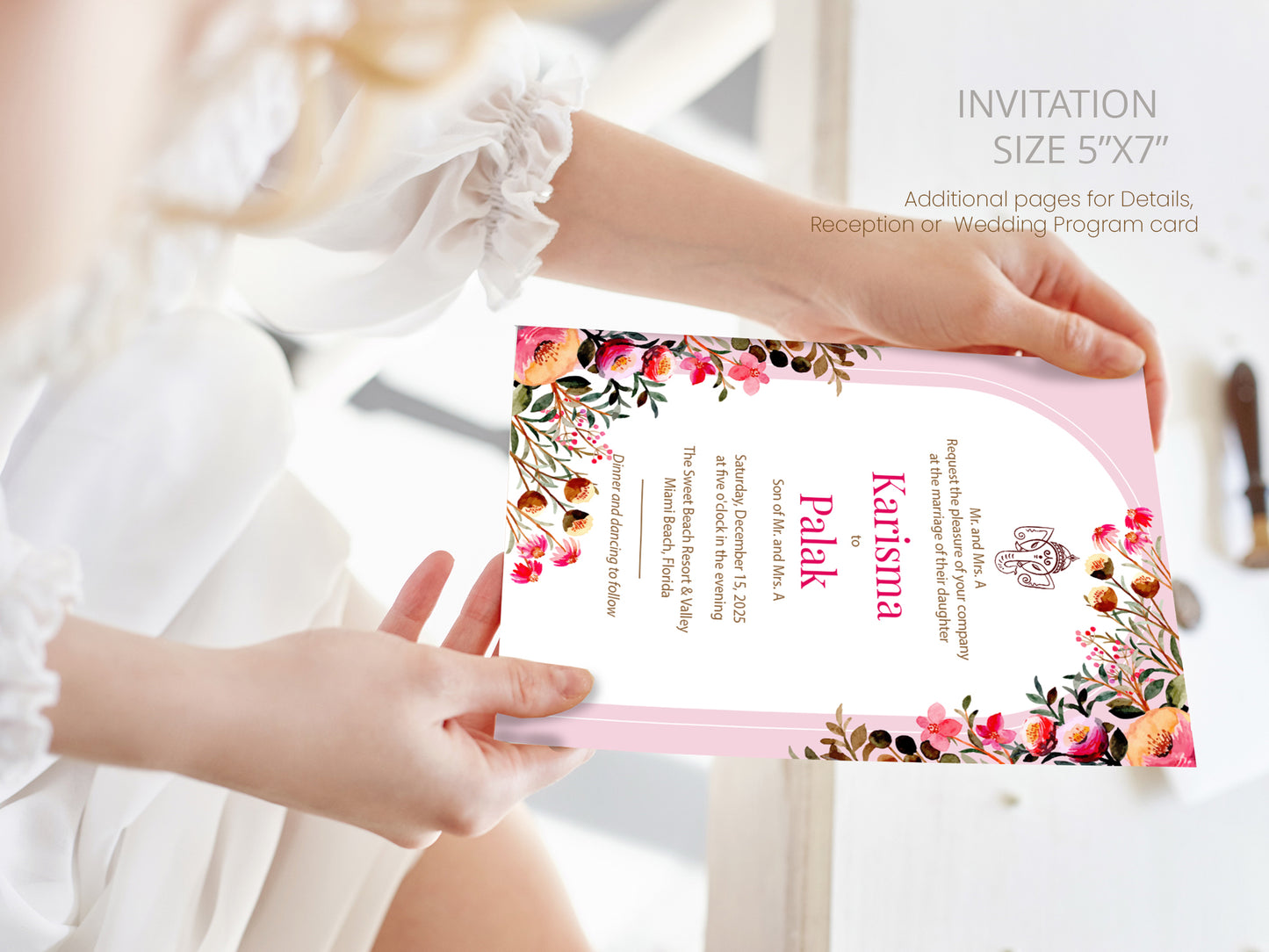 Cute Indian/Hindu wedding invite, Haldi/Mehndi/Sangeet, Customize template #idwc210301