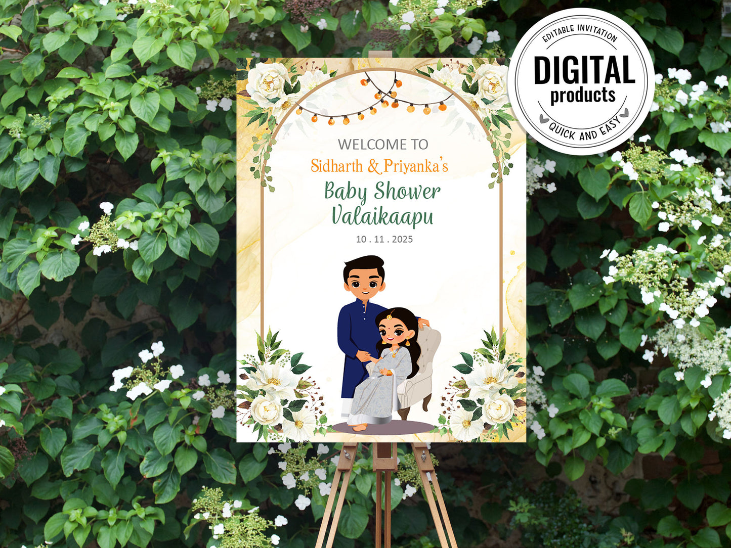 Cute Baby Shower sign, Valaikaapu, Seemantham, Customize Template #wcsl230707