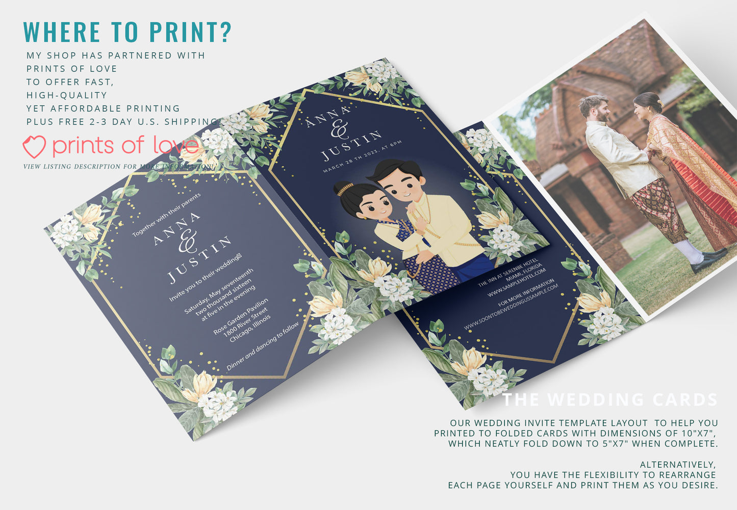 Cute Asian, Khmer, Lao, Thai Wedding invitation, E-Invite template #sewc211202