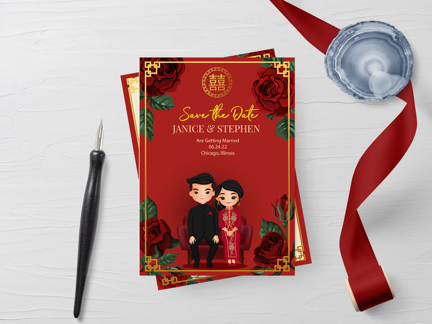 Cute Chinese Wedding, Tea Ceremony, invitation Template #cnwc210601