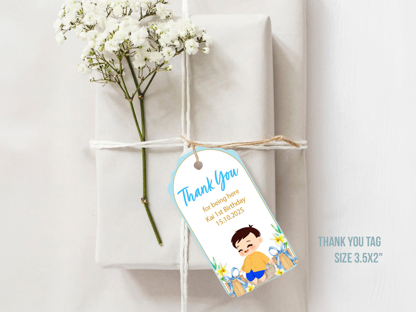 Cute 1st Birthday Invitation, Southeast Asian Theme, Customize Template #fbiv230503